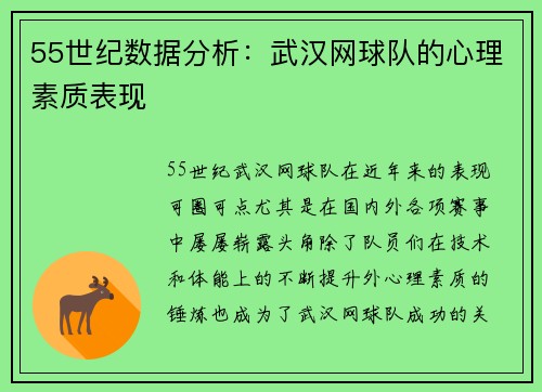 55世纪数据分析：武汉网球队的心理素质表现